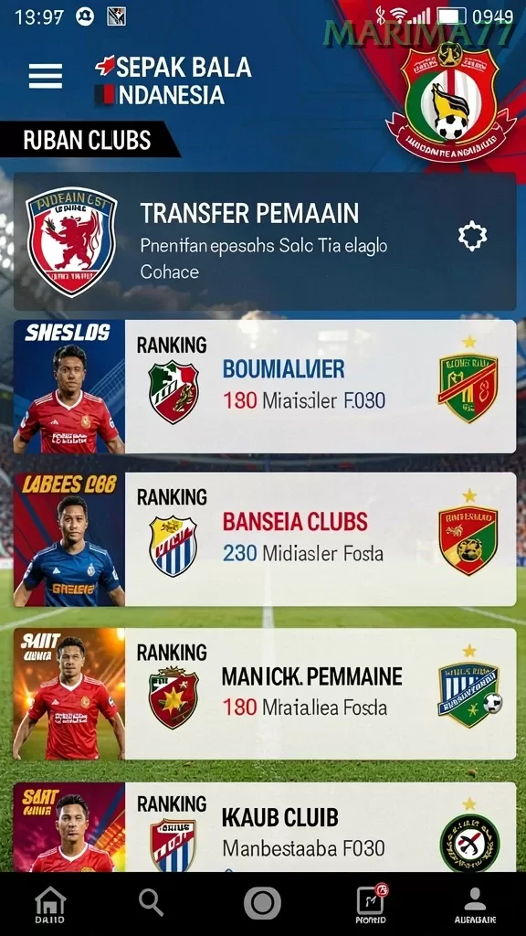 Cuplikan layar KUDETABET98 — menu navigasi
